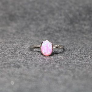 925 sterling silver lab created pink opal Ring